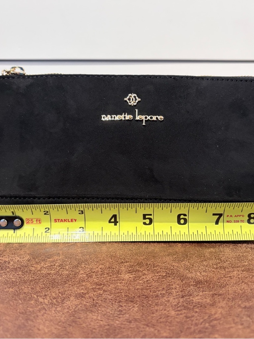 Nanette Lepore Black Faux Suede Wristlet Crossbody Wallet Minimalist Chic Core - Picture 11 of 13